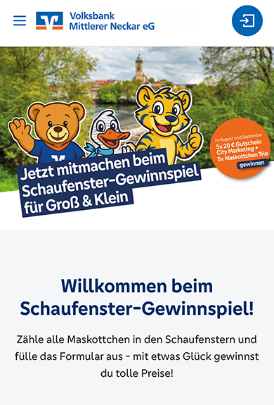 volksbank Gewinnspiel Schaufenster Nürtingen