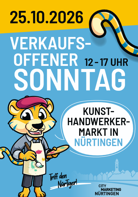 Verkaufsoffener Sonntag Nürtingen mit Kunsthandwerkemarkt 2026